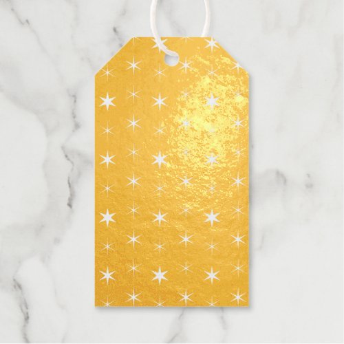 Twinkle Stars Gold Pattern Christmas Foil Gift Tags