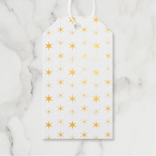 Twinkle Stars Gold Pattern Christmas Foil Gift Tags
