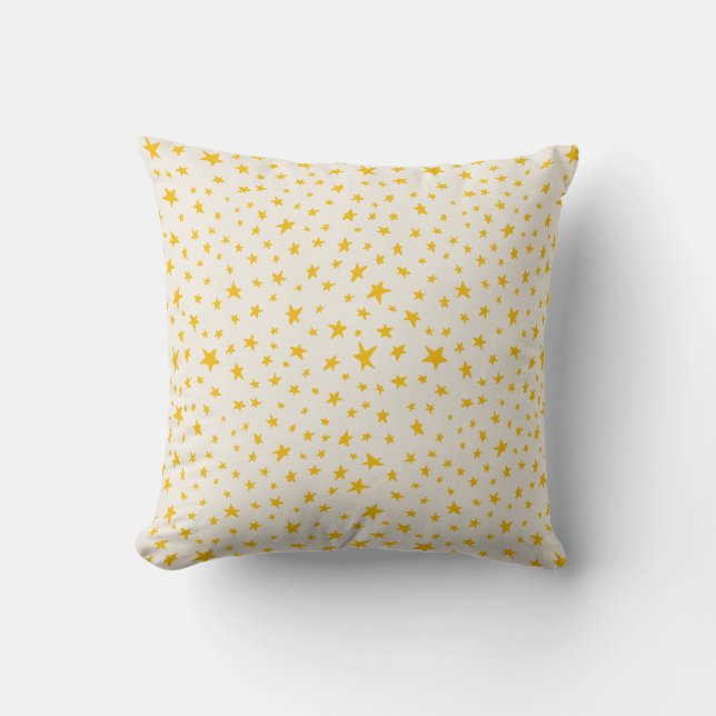 Twinkle Stars golden yellow and cream Throw Pillow (Front)