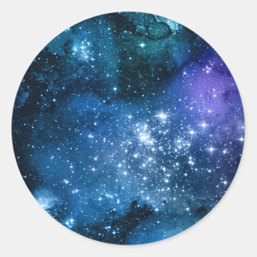 Twinkle Stars In Night Sky DIY Text Art Logo Vs 2 Classic Round Sticker