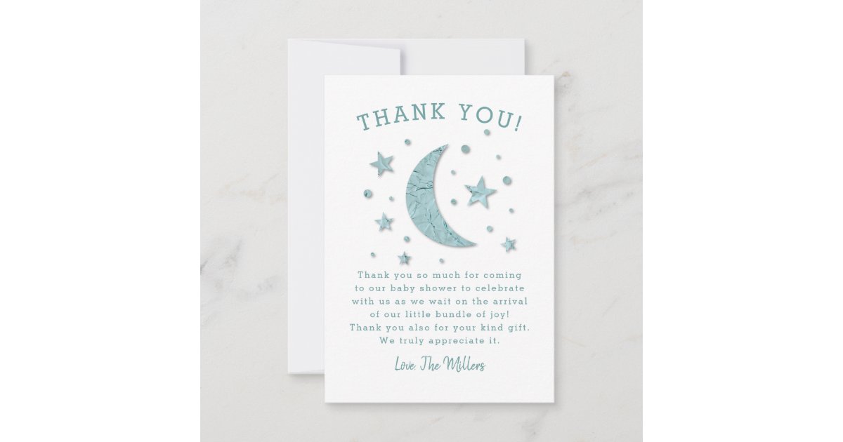 Twinkle Stars Moon Baby Shower Thank You Card Zazzle Com
