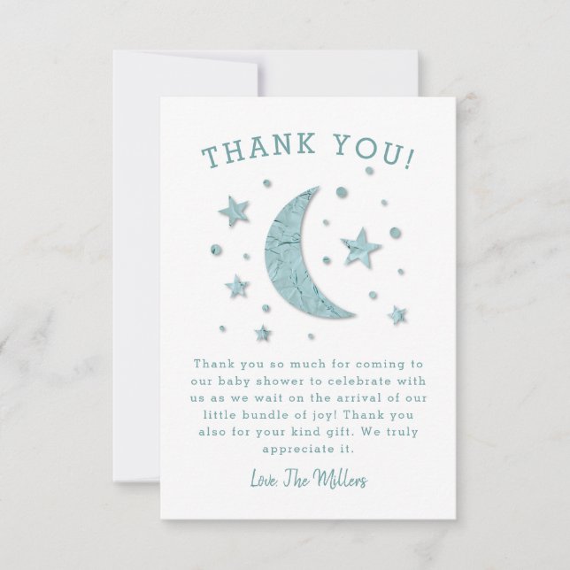 Twinkle Stars Moon Baby Shower Thank You Card (Front)
