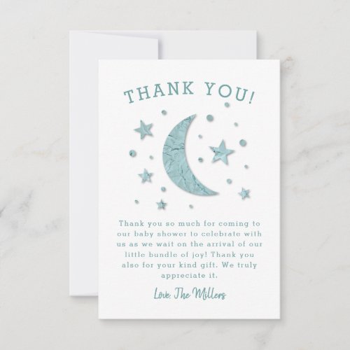 Twinkle Stars Moon Baby Shower Thank You Card
