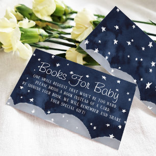 Twinkle Stars Navy Blue Book Request Enclosure Car Card