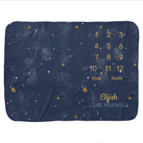 Twinkle Stars Night Sky Week |Month Milestone Baby Blanket