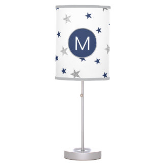 Twinkle Stars nursery decor, navy blue silver Table Lamp