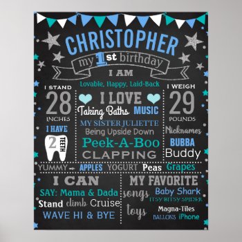 Twinkle Tiwnkle Little Star First Birthday Board Poster by 10x10us at Zazzle