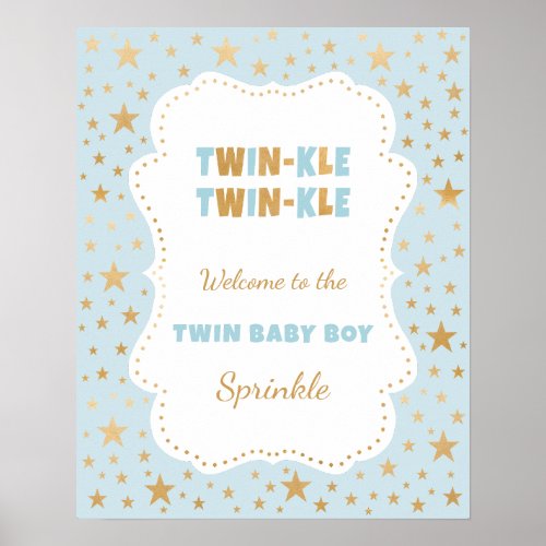 Twinkle Twin boy baby sprinkle welcome sign