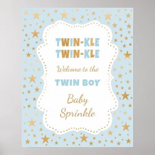 Twinkle Twin boy baby sprinkle welcome sign