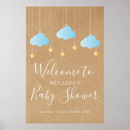Twinkle Twinkle Baby Boy Shower  Sprinkle Welcome Poster