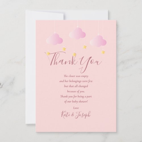 Twinkle Twinkle Baby Girl Pink Thank You Poem