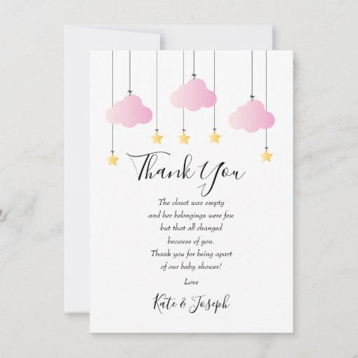 Twinkle Twinkle Baby Girl Shower Thank You Poem | Zazzle