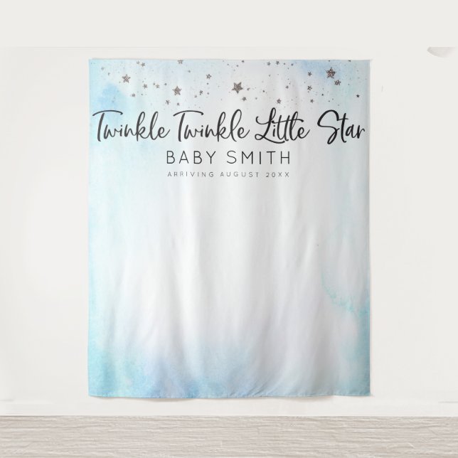 Twinkle Twinkle Baby Shower Backdrop Blue (Front)