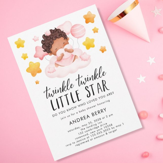 Twinkle Twinkle Baby Shower Girl Invitation (Creator Uploaded)