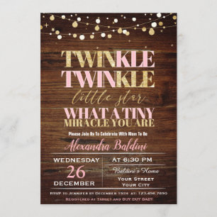 Twinkle Twinkle Baby Shower Invitation for Girls