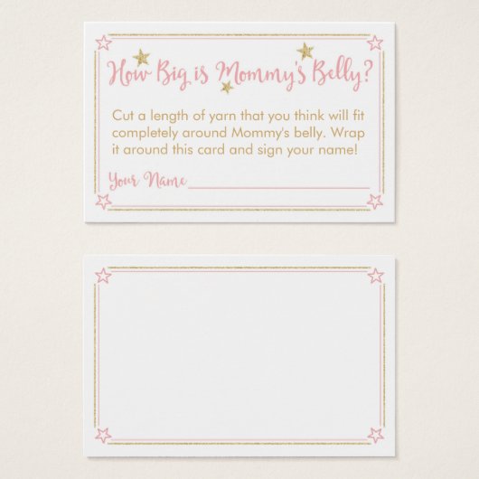 Twinkle Twinkle Baby Shower Mommy's Belly Card (Front & Back)