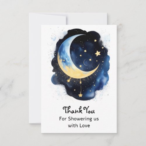 Twinkle Twinkle Baby Shower Moon  Stars Thank You Card