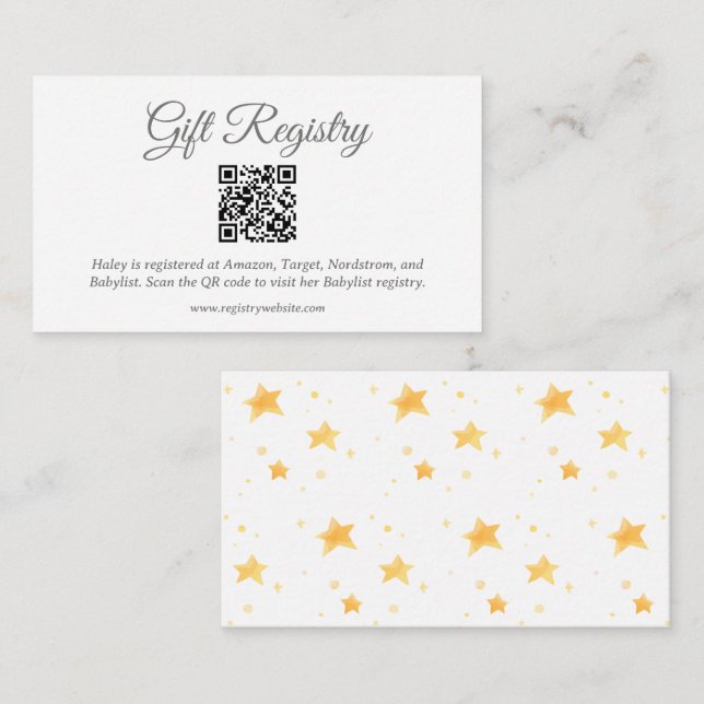 Twinkle Twinkle Baby Shower QR Registry Enclosure Card (Front/Back)