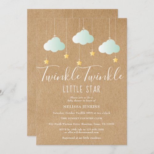 Twinkle Twinkle Baby Shower  Sprinkle Rustic Boho Invitation
