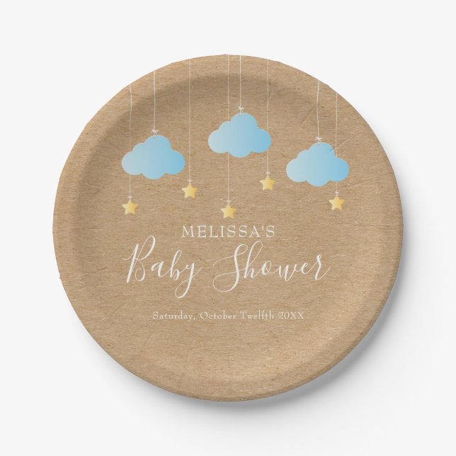 Twinkle Twinkle Baby Shower / Sprinkle Rustic Boho Paper Plates (Front)