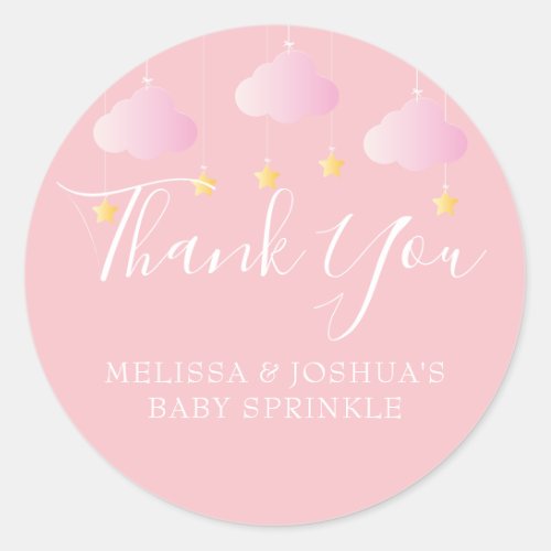 Twinkle Twinkle Baby Shower Thank You Pink Classic Round Sticker