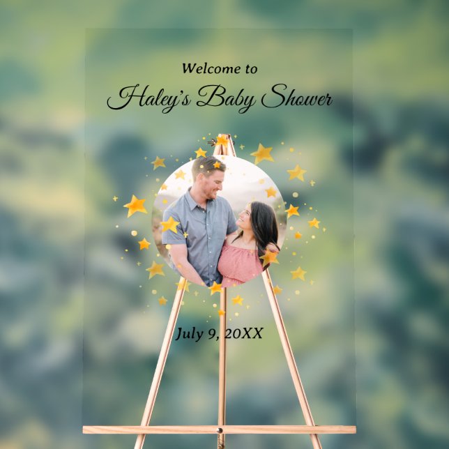 Twinkle Twinkle Baby Shower Welcome Sign Acrylic  (Neutral)