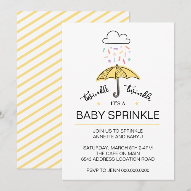 Twinkle twinkle baby sprinkle gender neutral  invitation (Front/Back)