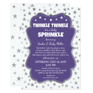 purple baby sprinkle invitations zazzle