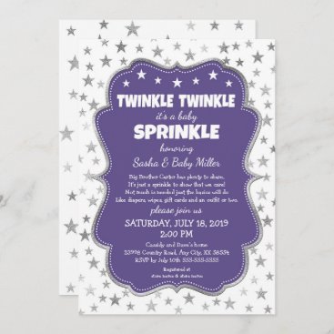 Twinkle Twinkle Baby Sprinkle purple invitations