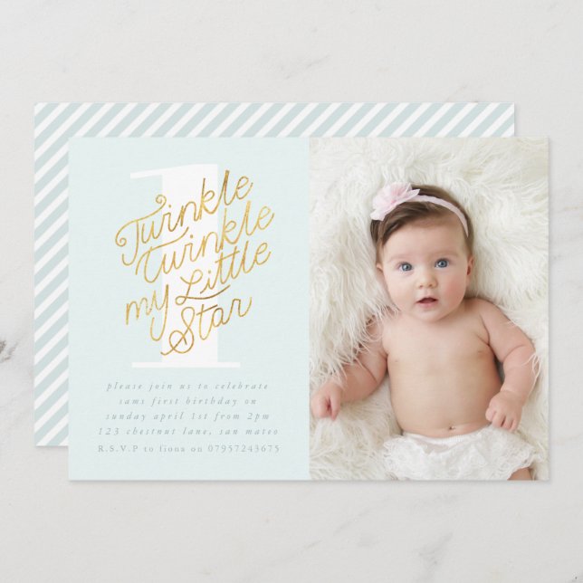 TWINKLE TWINKLE BIRTHDAY PARTY INVITATION (Front/Back)