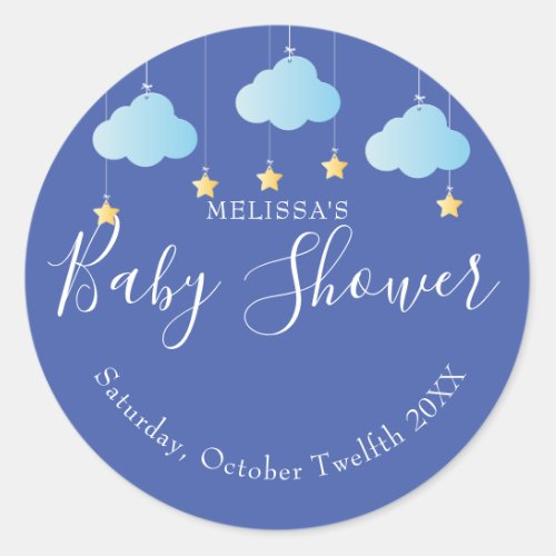 Twinkle Twinkle Blue Baby Boy Shower  Sprinkle Classic Round Sticker