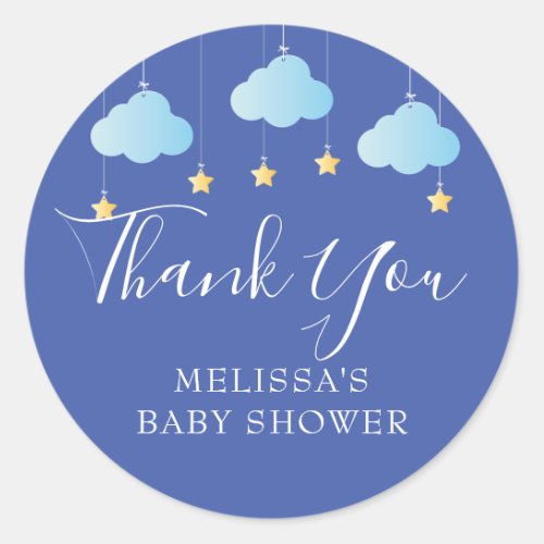 Twinkle Twinkle Blue Baby Boy Shower Thank You Classic Round Sticker