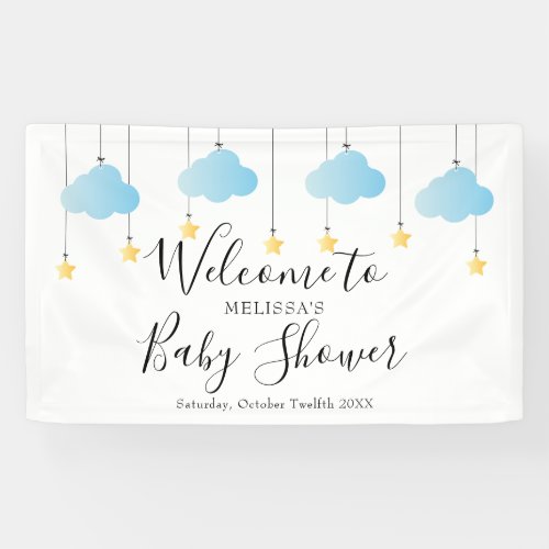 Twinkle Twinkle Blue Boy Baby Shower Welcome Banner
