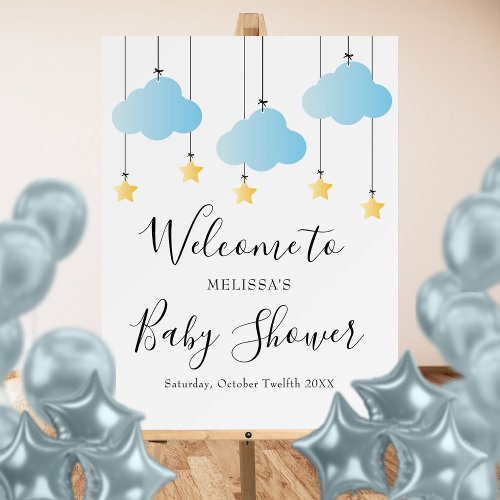 Twinkle Twinkle Blue Boy Baby Shower Welcome Sign
