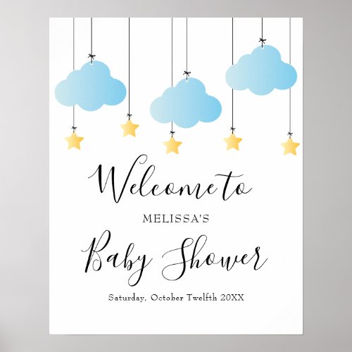 Twinkle Twinkle Blue Boy Baby Shower Welcome SIgn