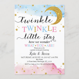 Twinkle Twinkle (Blue & Pink) Gender Reveal Invitation