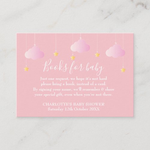 Twinkle Twinkle Book Request Pink Baby Shower Enclosure Card