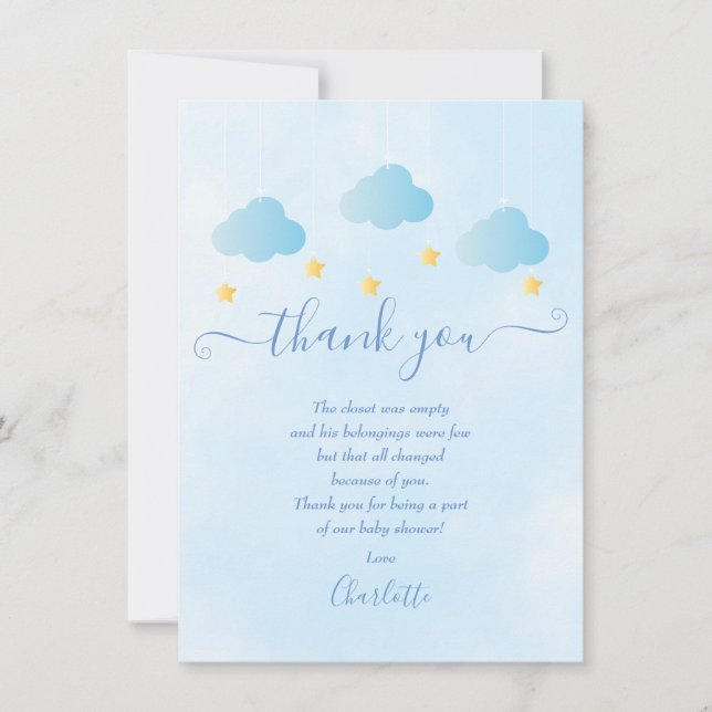 Twinkle Twinkle Boy Baby Shower Thank You Poem (Front)