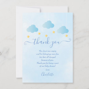 Twinkle Twinkle Boy Baby Shower Thank You Poem Card