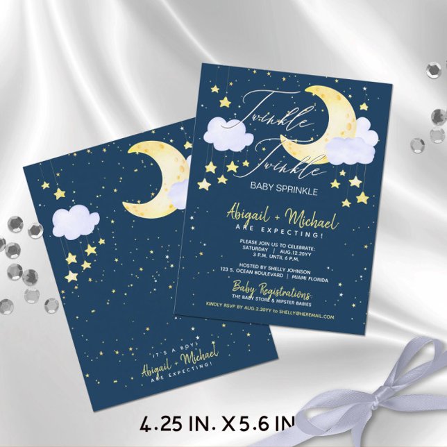 Twinkle Twinkle Budget Baby Boy Shower Invite (Budget-Friendly "Twinkle Twinkle Baby Sprinkle" Baby Boy Baby Shower Invitation (4.25 x 5.6 in.))