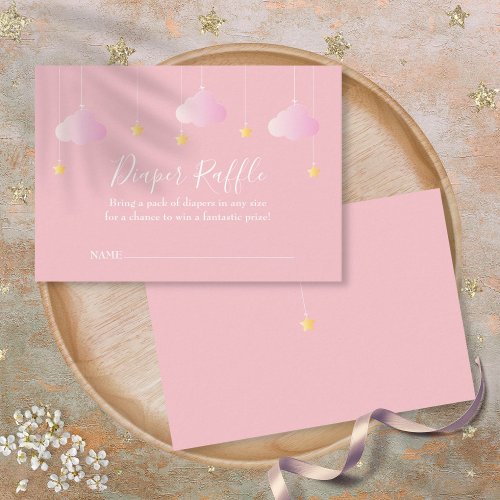 Twinkle Twinkle Diaper Raffle Pink Baby Shower Enclosure Card