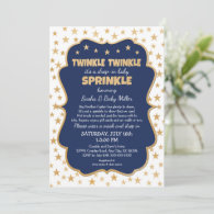 Twinkle Twinkle Drop-in Navy Gold Baby Sprinkle Invitation