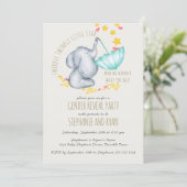 Twinkle Twinkle Elephant Grey Gender Reveal Invitation (Standing Front)
