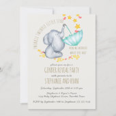 Twinkle Twinkle Elephant Grey Gender Reveal Invitation (Front)