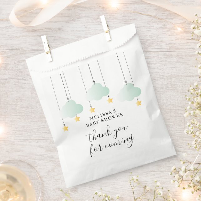 Twinkle Twinkle Gender Neutral Baby Shower Favor Bag (Clipped)