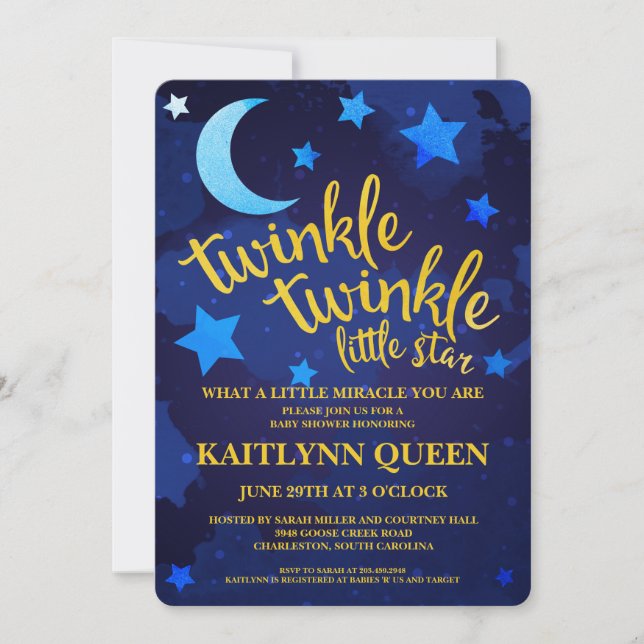 Twinkle Twinkle Gender Neutral Baby Shower Invitation (Front)