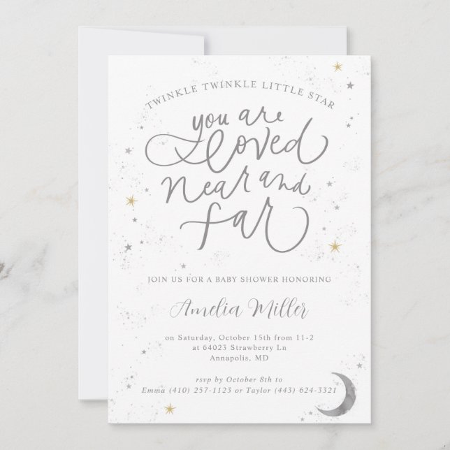 Twinkle Twinkle Gender Neutral Baby Shower Invitation (Front)