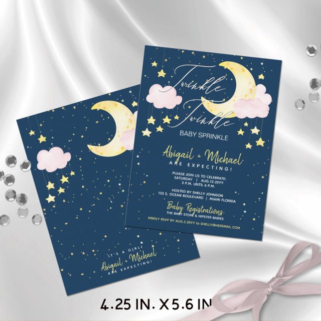 Twinkle Twinkle Girl Budget Baby Shower Invite (Budget-Friendly Twinkle Twinkle Baby Sprinkle Baby Girl Shower Invitation (4.25 x 5.6) )
