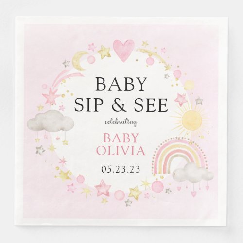 Twinkle Twinkle Girl Sip And See Paper Dinner Napkins