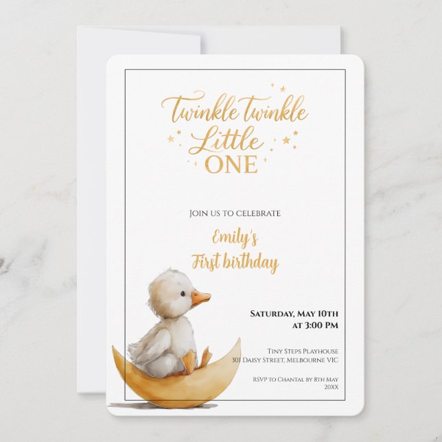 Twinkle Twinkle Little One First Birthday  Invitation (Front)